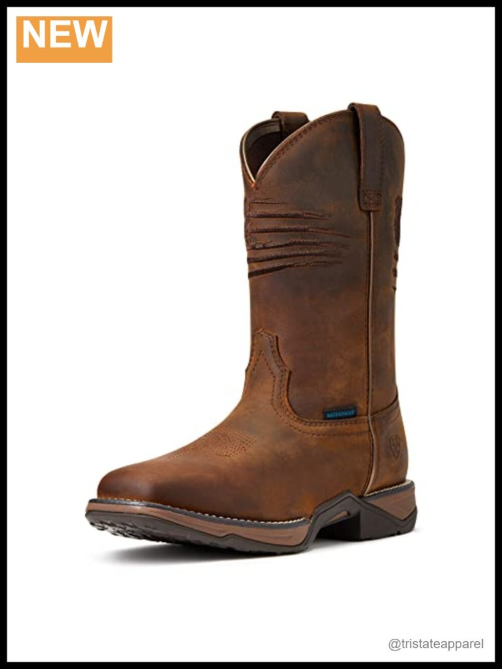Waterproof Leather Western Boots with American Flag Embroidery | Women's
